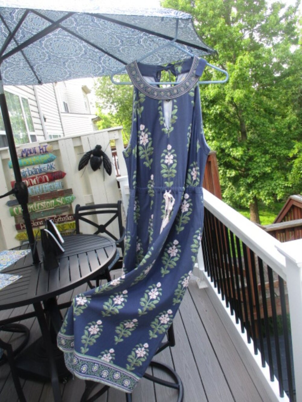 Spartina 449 Navy Floral Maxi Dress Womens Large NWT - Picture 8 of 14